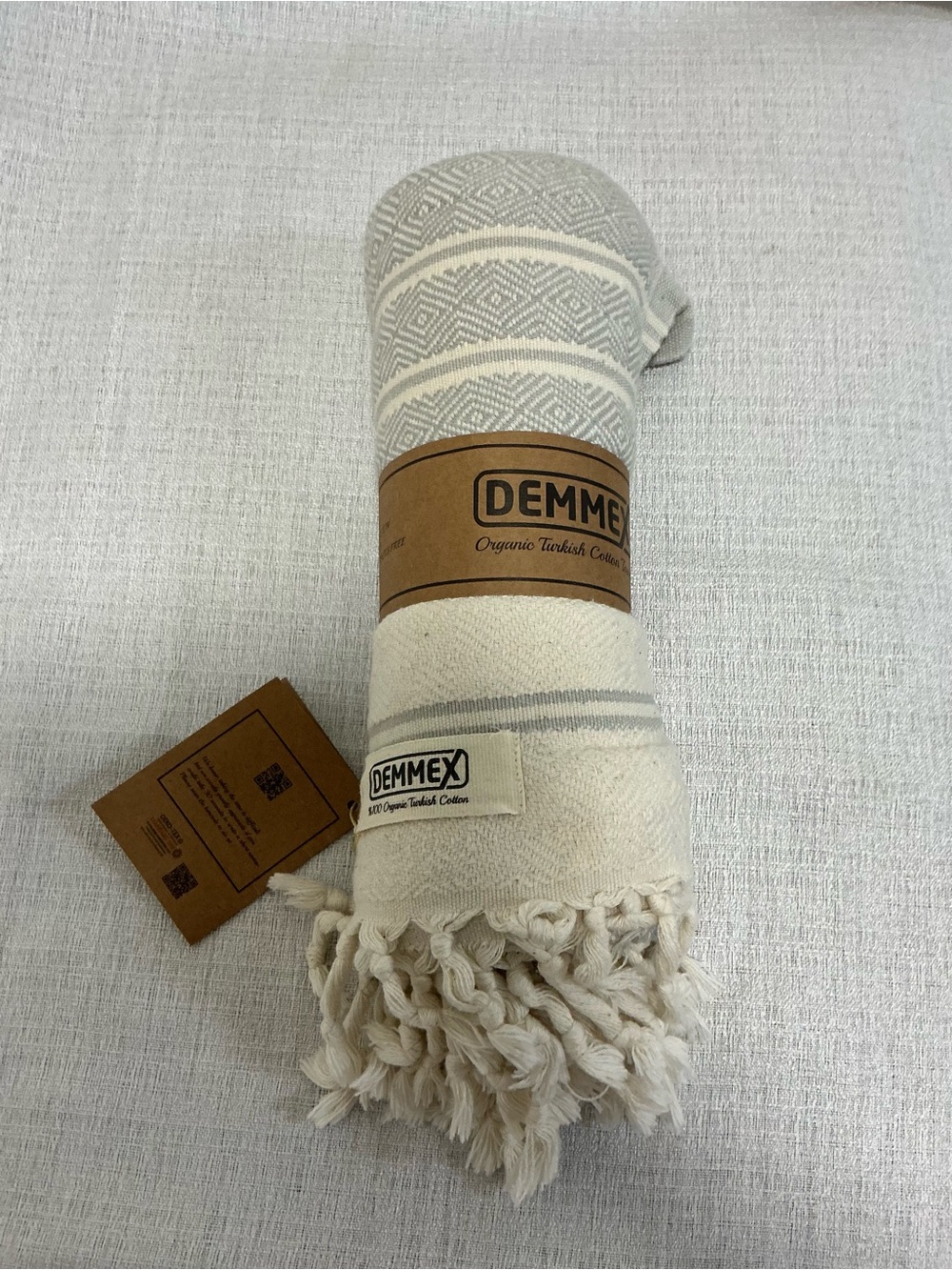 Demmex 100% Organic Turkish Cotton Towel Peshtemal Fringe Bath Beach Blanket NWT